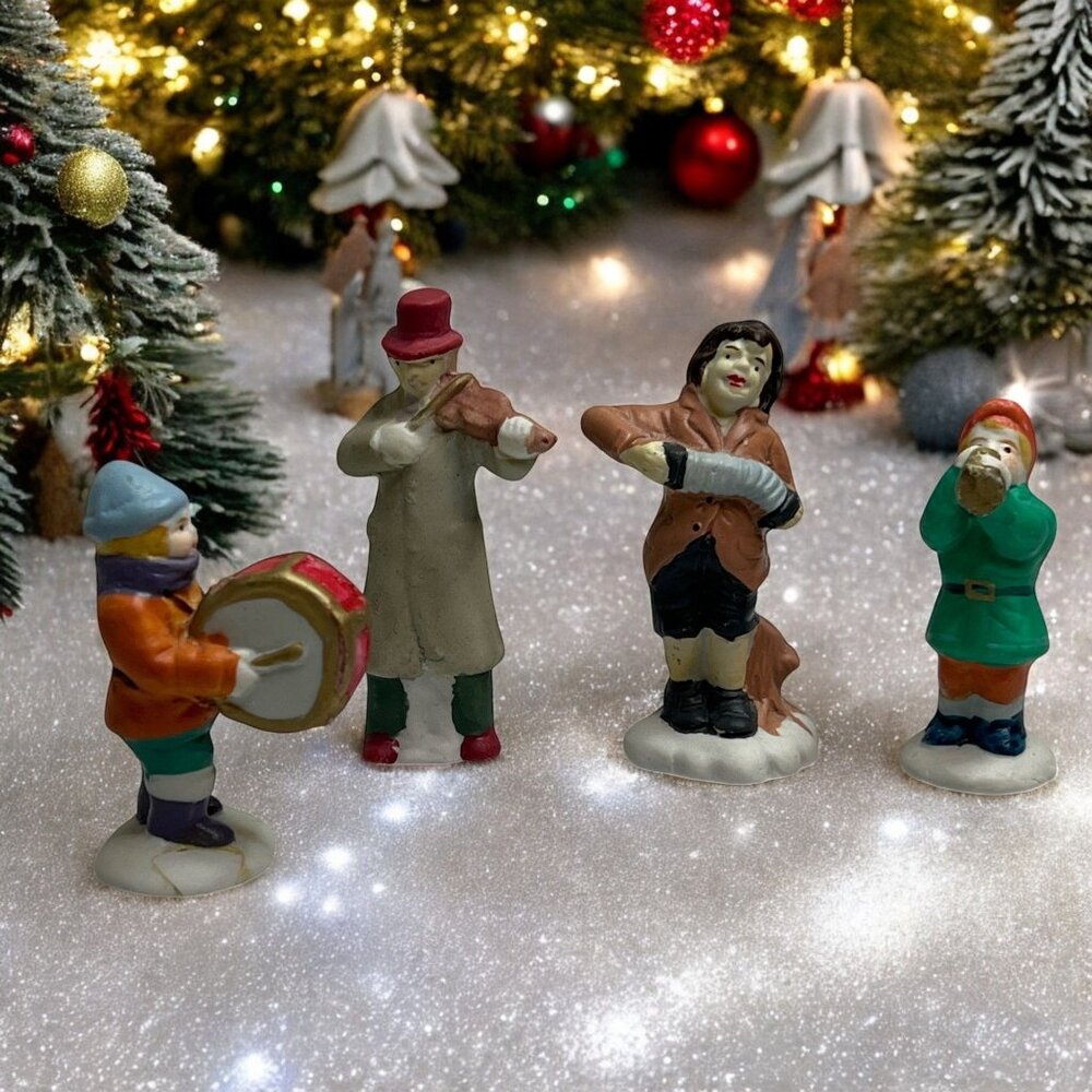 Assorted Christmas Village Figurines - Band Members - Lot of 4 Pieces - 1990s